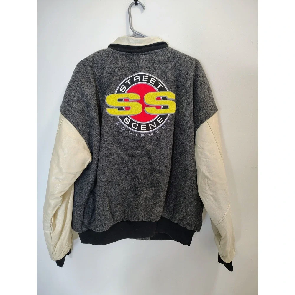 Vtg Street Scene Equipment Varsity Jacket Wool Leather XL